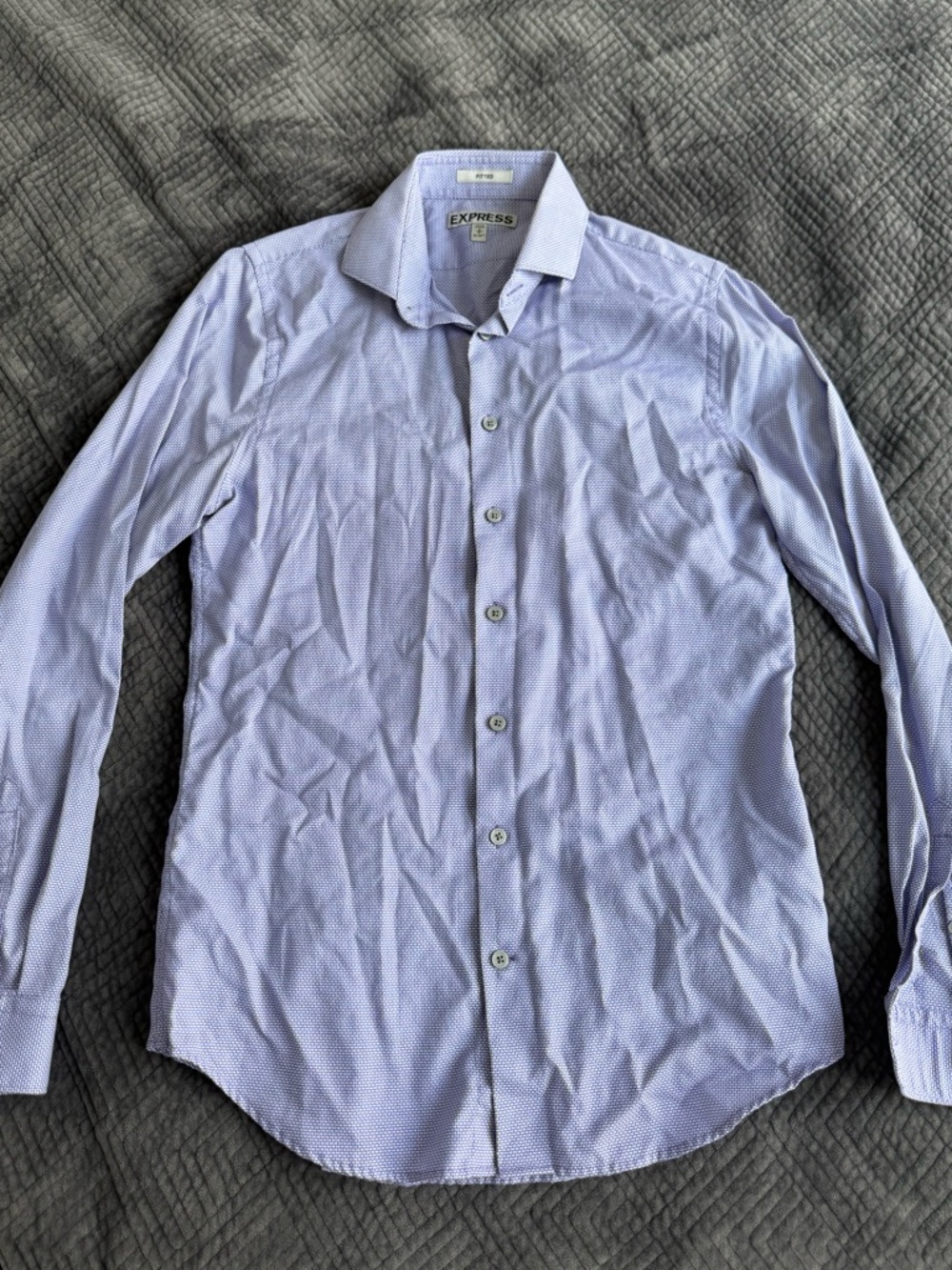 Express Men's Fitted Purple Micro-Pattern Dress Shirt